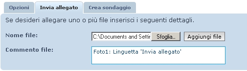 Foto1: Linguetta 'Invia allegato'