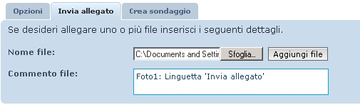 Foto1: Linguetta 'Invia allegato'