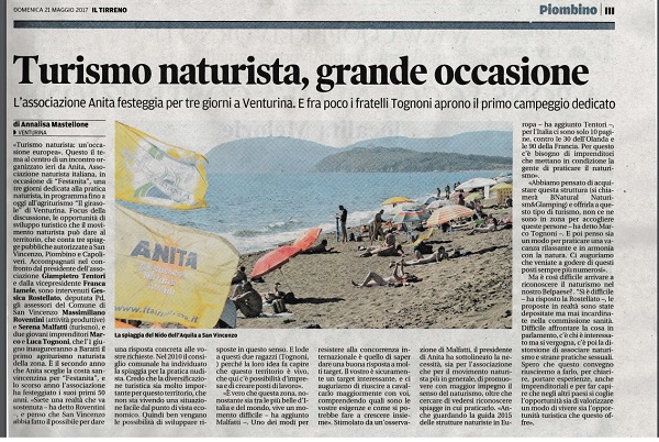 Turismo naturista IL TIRRENO 21.5.2017.jpg